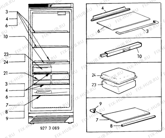 Взрыв-схема холодильника Privileg P3947 - Схема узла C10 Interior