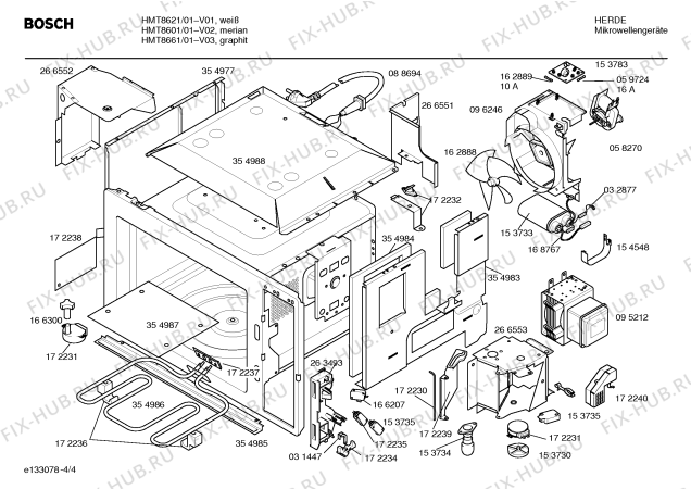 Взрыв-схема микроволновой печи Bosch HMT8661 - Схема узла 04