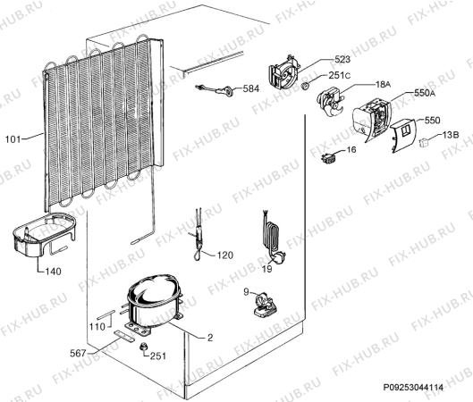 Взрыв-схема холодильника Rex Electrolux RRD34400M - Схема узла Cooling system 017