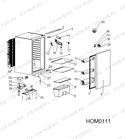 Схема №1 INS902AA (F103639) с изображением Дверь для холодильника Indesit C00511414