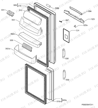 Взрыв-схема холодильника Electrolux ENB38943W - Схема узла Door 003