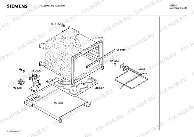 Схема №3 HU23021 с изображением Стеклянная полка для плиты (духовки) Siemens 00207889