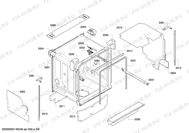 Схема №3 SN55E502TI с изображением Передняя панель для посудомойки Siemens 00674523