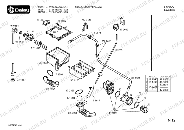 Схема №3 3TS887T TS887 - Consequence с изображением Инструкция по установке и эксплуатации для стиральной машины Bosch 00528644