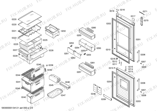 Схема №2 3KFL7854 с изображением Кронштейн для холодильной камеры Bosch 00646244