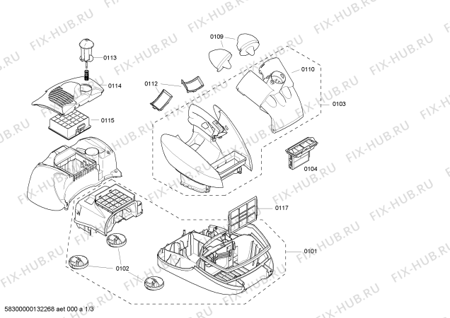 Схема №1 BX32131 BOSCH BX3 hepa 2100 W с изображением Корпус для электропылесоса Bosch 00667202