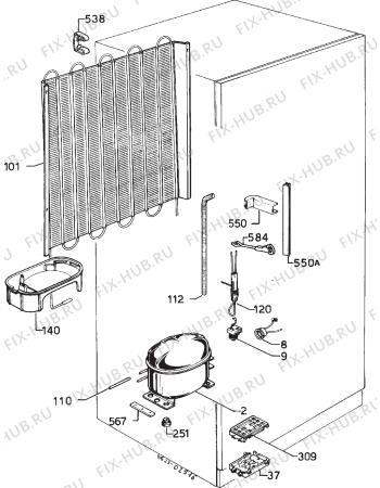 Взрыв-схема холодильника Zanussi Z620/95 - Схема узла Cooling system 017