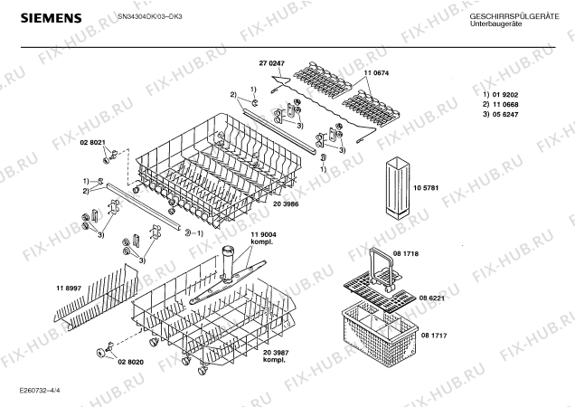 Взрыв-схема посудомоечной машины Siemens SN34304DK - Схема узла 04