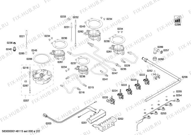 Взрыв-схема плиты (духовки) Bosch PCS815M90E ENC.PCS815M90E 4G+1W(BAND)M.S. BO76F IH5 - Схема узла 02