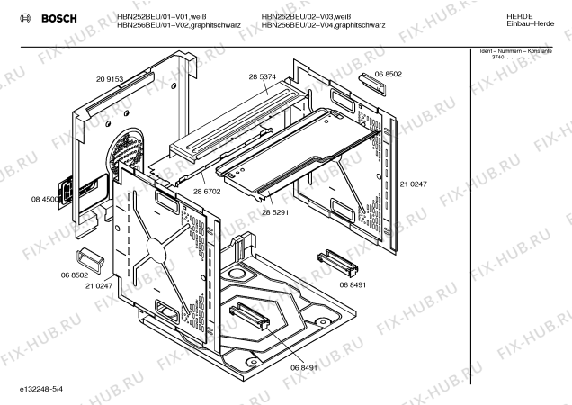 Схема №3 HBN256BEU с изображением Инструкция по эксплуатации для электропечи Bosch 00519680