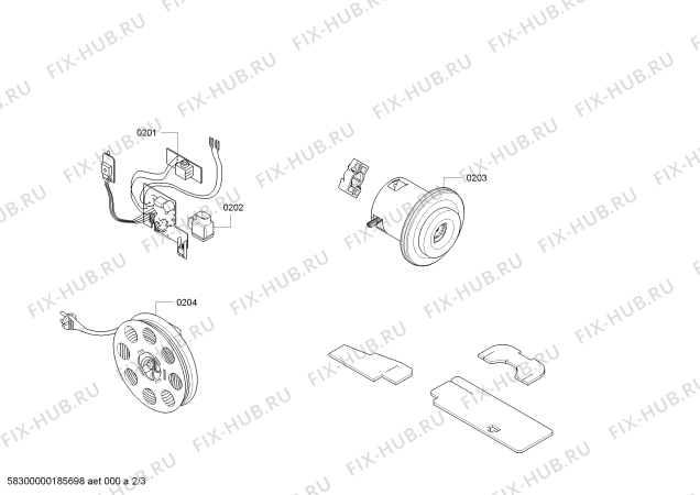 Взрыв-схема пылесоса Bosch BGB45335 Bosch GL 45 - Схема узла 02