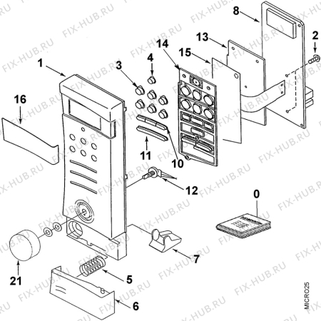 Взрыв-схема микроволновой печи Zanussi ZMJ23SG - Схема узла Command panel 037