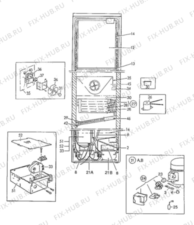 Взрыв-схема холодильника Zanussi ZFK67/43RF - Схема узла Cooling system 017