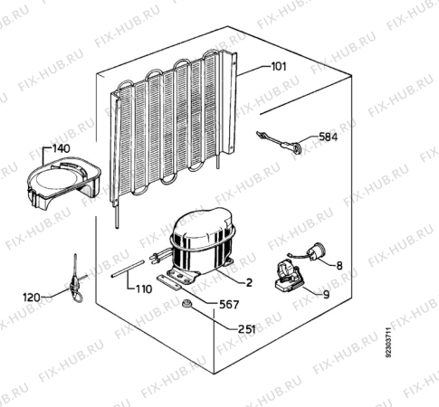 Взрыв-схема холодильника Arthurmartinelux AR1426T - Схема узла Cooling system 017