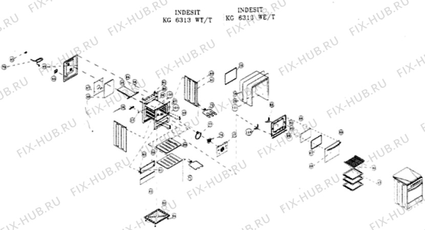 Взрыв-схема холодильника Indesit KG6313WT (F017704) - Схема узла