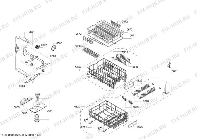 Взрыв-схема посудомоечной машины Bosch SPU68M05AU, ActiveWater Made in Germany - Схема узла 06