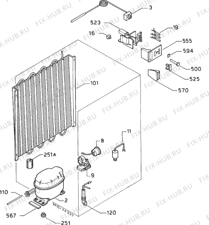 Взрыв-схема холодильника Aeg OEKO ARC.1152GS - Схема узла Cooling system 017