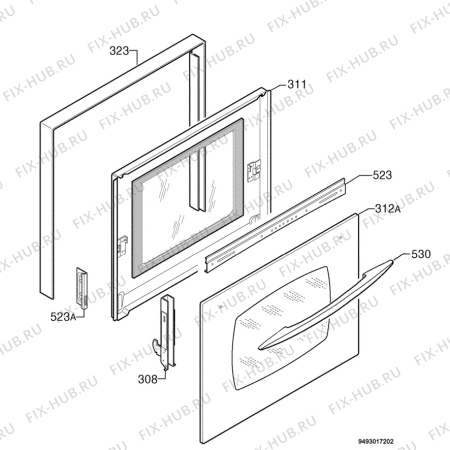 Взрыв-схема плиты (духовки) Rex Electrolux FN010X - Схема узла Door 003