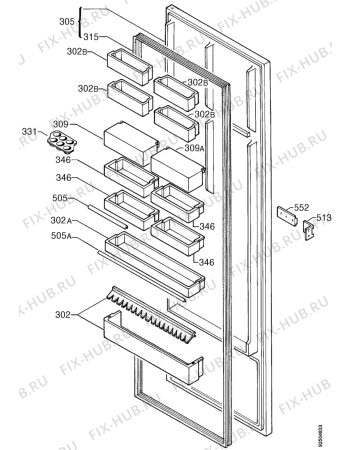 Взрыв-схема холодильника Rex FI305VB - Схема узла Door 003