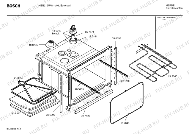 Схема №3 HBN215U с изображением Панель управления для плиты (духовки) Bosch 00431350