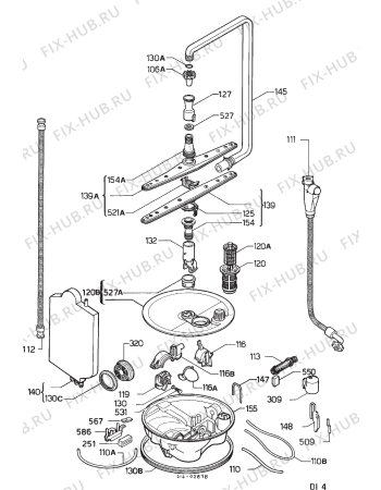Взрыв-схема посудомоечной машины Rex SP860M - Схема узла Hydraulic System 272