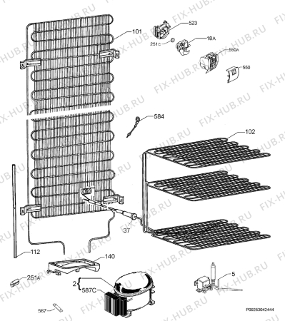 Взрыв-схема холодильника Electrolux ERA36833W - Схема узла Cooling system 017