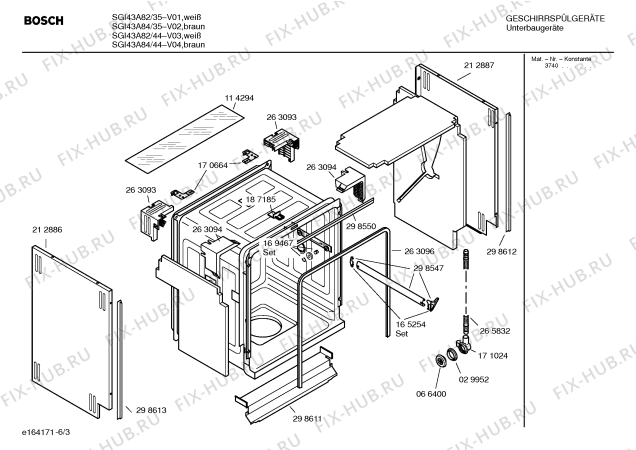 Взрыв-схема посудомоечной машины Bosch SGI43A84 - Схема узла 03