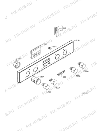 Взрыв-схема плиты (духовки) Zanussi ZOU580X - Схема узла Command panel 037