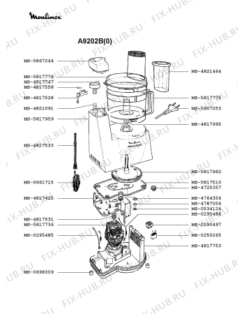 Взрыв-схема кухонного комбайна Moulinex A9202B(0) - Схема узла QP000164.6P3