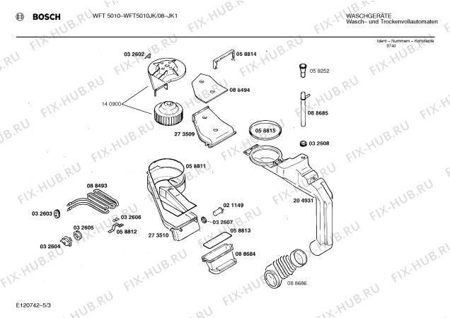 Схема №4 WFT5010JK WFT5010 с изображением Вставка для ручки для стиралки Bosch 00092226