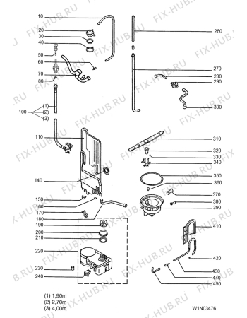 Взрыв-схема посудомоечной машины Aeg F4131 - Схема узла W10 Hose, softener DGN N
