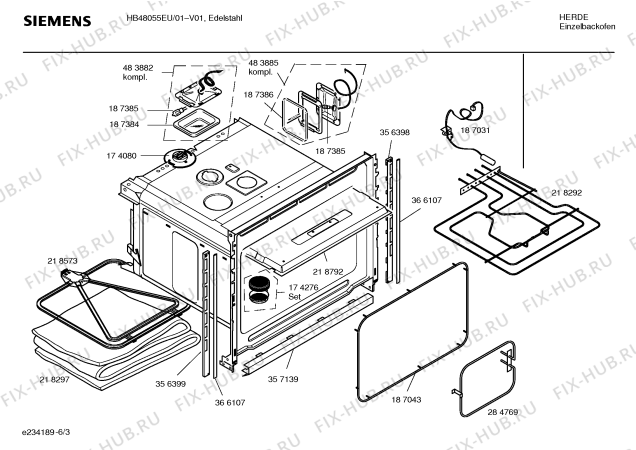 Взрыв-схема плиты (духовки) Siemens HB48055EU - Схема узла 03