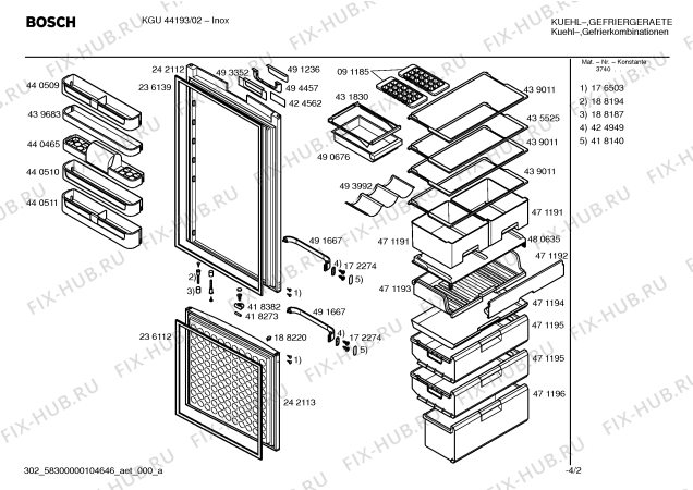 Взрыв-схема холодильника Bosch KGU44193 - Схема узла 02