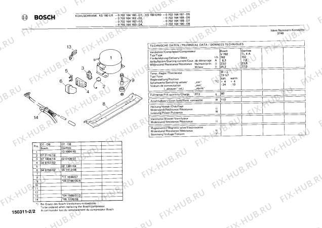 Взрыв-схема холодильника Bosch 0702164161 KS160ER - Схема узла 02