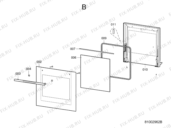 Схема №5 BPH 7602 R с изображением Дверца для духового шкафа Whirlpool 480121102634