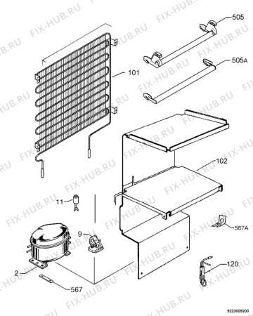 Взрыв-схема холодильника Funix FA1304 - Схема узла Cooling system 017