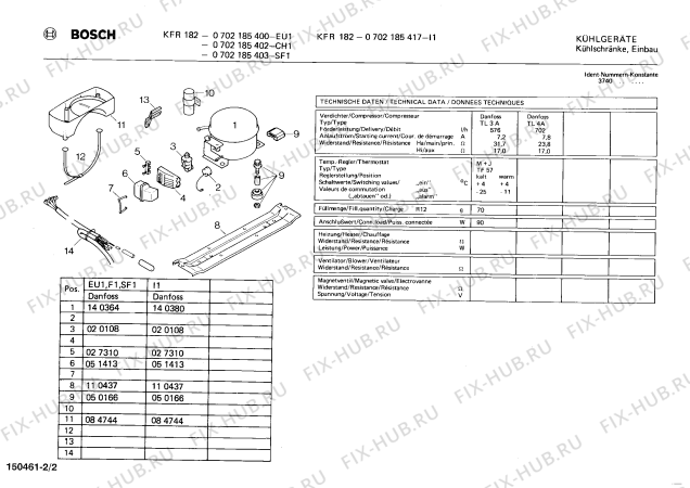 Взрыв-схема холодильника Bosch 0702185400 KFR182 - Схема узла 02