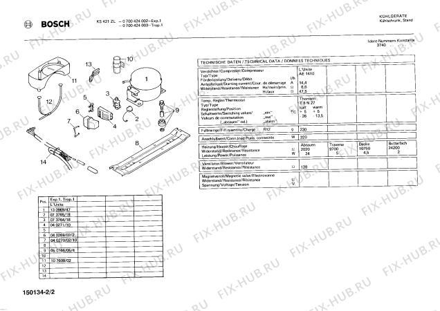 Схема №1 0700424002 KS421ZL с изображением Спиральный нагреватель для холодильника Bosch 00075333