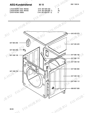 Взрыв-схема стиральной машины Aeg LTH93800W - Схема узла Section1