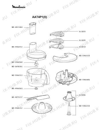 Взрыв-схема кухонного комбайна Moulinex AAT4P1(0) - Схема узла IP000466.2P3