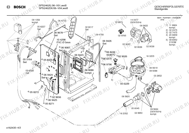 Взрыв-схема посудомоечной машины Bosch SPS2462DK - Схема узла 02