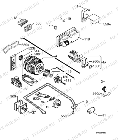 Взрыв-схема посудомоечной машины Zanussi DW4803 - Схема узла Electrical equipment 268