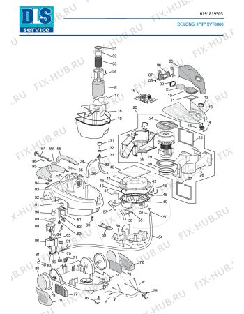 Схема №2 EVT 5300 TRIPLOSIMAC с изображением Щетка (насадка) для электропылесоса DELONGHI 7391114500