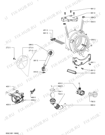 Схема №1 AWO/D 5609 с изображением Обшивка для стиральной машины Whirlpool 480111102976