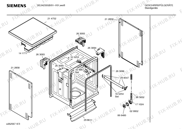 Взрыв-схема посудомоечной машины Siemens SE24233GB - Схема узла 03