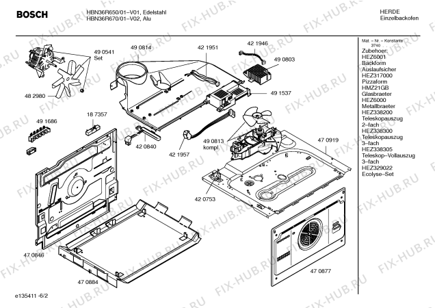 Взрыв-схема плиты (духовки) Bosch HBN36R670 - Схема узла 02