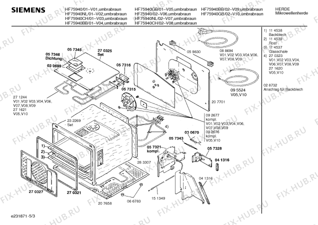 Взрыв-схема микроволновой печи Siemens HF75940BB - Схема узла 03