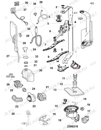Взрыв-схема посудомоечной машины Whirlpool CBSIO3C22 (F102191) - Схема узла
