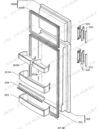 Взрыв-схема холодильника Electrolux TR832G - Схема узла Door 003