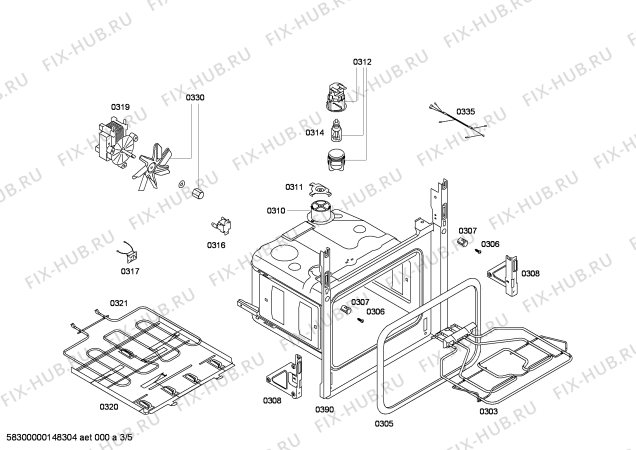 Взрыв-схема плиты (духовки) Siemens HB21AB551E Horno.siemens.2d.indep.S5a.MT_stop.inox - Схема узла 03